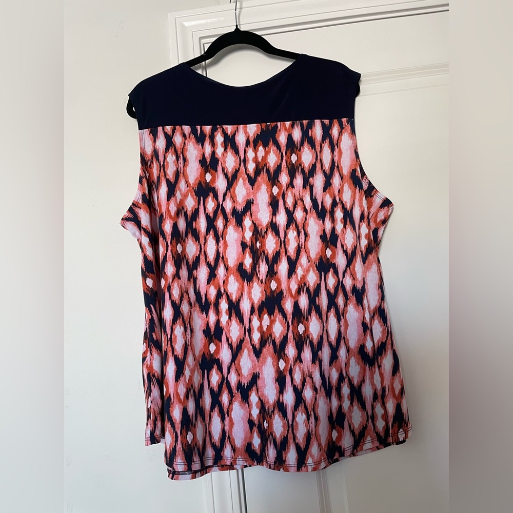 Elie McCarthy Womens Scoop Neck Blouse Tank Top 2X Abstract Geometric Casual - Picture 6 of 16